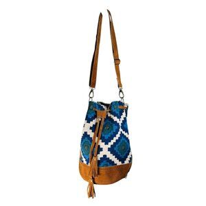 Aztec Geometric Bucket Bag Tassel Suede Backpack Crossbody Southwest
